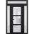 Front Exterior Prehung FiberGlass Door Frosted Glass / Manux 8552 White Silk / 2 Sidelight and Transom Window / Office Commercial and Residential Doors Entrance Patio Garage-W14+36+14" x H80+14"-Right-hand Inswing Black