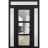 Front Exterior Prehung FiberGlass Door Clear Glass See-through / Manux 8555 Matte Black Clear Glass / 2 Sidelight and Transom Window / Office Commercial and Residential Doors Entrance Patio Garage-W12+30+12" x H80+14"-Left-hand Inswing Black