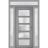 Front Exterior Prehung FiberGlass Door Frosted Glass / Manux 8002 White Silk / 2 Sidelight and Transom Window / Office Commercial and Residential Doors Entrance Patio Garage-W16+36+16" x H80+14"-Left-hand Inswing Gray Ash