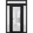 Front Exterior Prehung FiberGlass Door Frosted Glass / Manux 8102 White Silk / 2 Sidelight and Transom Window / Office Commercial and Residential Doors Entrance Patio Garage-W12+30+12" x H80+14"-Right-hand Inswing Black