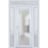 Front Exterior Prehung FiberGlass Door Frosted Glass / Manux 8102 White Silk / 2 Sidelight and Transom Window / Office Commercial and Residential Doors Entrance Patio Garage-W12+30+12" x H80+14"-Right-hand Inswing White