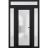 Front Exterior Prehung FiberGlass Door Frosted Glass / Manux 8102 White Silk / 2 Sidelight and Transom Window / Office Commercial and Residential Doors Entrance Patio Garage-W12+30+12" x H80+14"-Left-hand Inswing Black