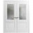 French Double Panel Lite Doors with Hardware | Lucia 8822 White Silk with Frosted Opaque Glass | Panel Frame Trims | Bathroom Bedroom Interior Sturdy Door White