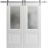 Sturdy Double Barn Door with | Lucia 8822 White Silk with Frosted Glass | Silver 13FT Rail Hangers Heavy Set | Solid Panel Interior Doors White