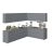 Kitchen Culinary Collection Natural Teak & White Gloss Color Base Size 10Ft Wide Gray