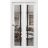 Sliding Closet Bi-fold Doors | Lucia 2566 White Silk with Clear Glass and Aluminum Strips | Sturdy Tracks Moldings Trims Hardware Set | Wood Solid Bedroom Wardrobe Doors White