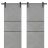 Sliding Double Barn Doors with Hardware | Planum 0014 Matte Grey and Aluminum Strips | 13FT Rail Hangers Sturdy Set | Modern Solid Panel Interior Hall Bedroom Bathroom Door Concrete