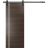 Sturdy Barn Door with Hardware | Planum 0310 Ginger Ash and Aluminum Strips | 6.6FT Rail Hangers Heavy Set | Modern Solid Panel Interior Doors Chocolate Ash