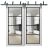 Sliding Closet Barn Bypass Doors | Lucia 2466 Matte Black with Clear Glass and Aluminum Strips | Sturdy 6.6ft Rails Hardware Set | Wood Solid Bedroom Wardrobe Doors White