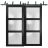 Sliding Closet Barn Bypass Doors | Lucia 2552 Oak with Frosted Glass | Sturdy 6.6ft Rails Hardware Set | Wood Solid Bedroom Wardrobe Doors  Black Matte