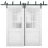 Sliding Closet Barn Bypass Doors | Veregio 7339 White Silk with Frosted Glass | Sturdy 6.6ft Rails Hardware Set | Wood Solid Bedroom Wardrobe Doors  White