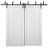Barn Bypass Doors 6.6ft Hardware | Quadro 4111 Walnut | Sturdy Heavy Duty Rails Kit Steel Set | Double Sliding Lite Panel Door White