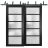 Sliding Closet Barn Bypass Doors | Quadro 4002 Oak with Frosted Glass | Sturdy 6.6ft Rails Hardware Set | Wood Solid Bedroom Wardrobe Doors  Black Matte