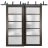 Sliding Closet Barn Bypass Doors | Quadro 4002 Oak with Frosted Glass | Sturdy 6.6ft Rails Hardware Set | Wood Solid Bedroom Wardrobe Doors  Chocolate Ash