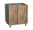 24" Base Cabinet High Single Door with Grey Gloss door Natural Teak