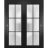 Sliding Closet Bypass Doors with Hardware | Planum 2122 Chocolate Ash with Frosted Glass and Aluminum Strips | Sturdy Rails Moldings Trims Hardware Set | Modern Wood Solid Bedroom Wardrobe Doors Black Matte