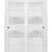Sliding Closet 2 lites Bypass Doors | Lucia 4010 White Silk with Frosted Glass | Sturdy Rails Moldings Trims Hardware Set | Wood Solid Bedroom Wardrobe Doors  White