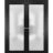 Sliding French Double Pocket Doors | Planum 2102 Chocolate Ash with Frosted Glass | Kit Trims Rail Hardware | Solid Wood Interior Bedroom Sturdy Doors Black Matte