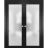 Solid French Double Doors | Planum 2102 White Silk with Frosted Glass | Wood Solid Panel Frame Trims | Closet Bedroom Sturdy Doors Black Matte