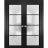 Solid French Double Doors | Planum 2132 Matte Black with Frosted Glass and Aluminum Strips | Wood Solid Panel Frame Trims | Closet Bedroom Sturdy Doors Black Matte
