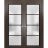 Solid French Double Doors | Planum 2132 Matte Black with Frosted Glass and Aluminum Strips | Wood Solid Panel Frame Trims | Closet Bedroom Sturdy Doors Chocolate Ash