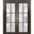 Solid French Double Doors | Planum 2122 Matte Black with Frosted Glass and Aluminum Strips | Wood Solid Panel Frame Trims | Closet Bedroom Sturdy Doors Chocolate Ash