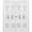 Sliding Closet Double Bi-fold Doors | Lucia 4070 White Silk with Frosted Glass | Sturdy Tracks Moldings Trims Hardware Set | Wood Solid Bedroom Wardrobe Doors  White