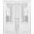French Double Panel Lite Doors with Hardware | Lucia 22 White Silk with Frosted Opaque Glass | Panel Frame Trims | Bathroom Bedroom Interior Sturdy Door White