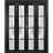 Sliding Closet Double Bi-fold Doors | Planum 2132 Chocolate Ash with Frosted Glass and Aluminum Strips | Sturdy Tracks Moldings Trims Hardware Set | Wood Solid Bedroom Wardrobe Doors Black Matte
