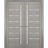 French Double Panel Lite Doors with Hardware | Quadro 4088 White Silk with Frosted Glass | Panel Frame Trims | Bathroom Bedroom Interior Sturdy Door Ginger Ash