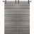Sturdy Double Barn Door with Hardware | Planum 0015 White Silk and Aluminum Strips | Silver 13FT Rail Hangers Heavy Set | Modern Solid Panel Interior Doors Ginger Ash