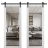 Sturdy Double Barn Door | Lucia 2666 White Silk with Clear Glass and Aluminum Strips | 13FT Rail Hangers Heavy Set | Solid Panel Interior Doors White