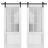 Sturdy Double Barn Door with | Felicia 3309 White Silk with Frosted Glass | 13FT Rail Hangers Heavy Set | Solid Panel Interior Doors White