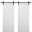 Sliding Double Barn Doors Hardware | Quadro 4111 Matte Black | 13FT Rail Sturdy Set | Kitchen Lite Wooden Solid Panel Interior Bedroom Bathroom Door White