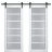 Sturdy Double Barn Door | Veregio 7602 Antracite with Frosted Glass | 13FT Rail Hangers Heavy Set | Solid Panel Interior Doors White