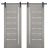 Sturdy Double Barn Door with | Quadro 4088 Matte Black with Frosted Glass | 13FT Rail Hangers Heavy Set | Solid Panel Interior Doors Ginger Ash