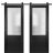 Sturdy Double Barn Door with | Lucia 22 Matte Black with Frosted Glass | 13FT Rail Hangers Heavy Set | Solid Panel Interior Doors Black Matte