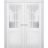 Interior Solid French Double Doors | Veregio 7339 Antracite with Frosted Glass | Wood Solid Panel Frame Trims | Closet Bedroom Sturdy Doors  White