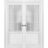 Sliding French Double Pocket Doors | Felicia 3309 White Silk with Frosted Glass | Kit Trims Rail Hardware | Solid Wood Interior Bedroom Sturdy Doors White