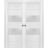 Sliding French Double Pocket Doors 2 lites | Lucia 4010 White Silk with Frosted Glass | Kit Trims Rail Hardware | Solid Wood Interior Bedroom Sturdy Doors White