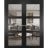 Sliding French Double Pocket Doors | Lucia 2555 Matte Black with Clear Glass | Kit Trims Rail Hardware | Solid Wood Interior Bedroom Sturdy Doors Black Matte