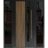 Front Exterior Prehung Steel Door / Dekton 0163 Ardesia Nero / 2 Side Exterior Windows Sidelites/ Entry Metal Modern Painted W12+36+12" x H80" Left hand Inswing Venezia Noce
