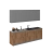 Kitchen Fusion Collection White Gloss Color Base Size 8.5Ft Wide Natural Teak & Gray