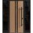 Front Exterior Prehung Steel Door / Ronex 1055 Teak / 2 Sidelight Exterior Windows Sidelites/ Entry Metal Modern Painted W12+36+12" x H80" Left hand Inswing Oak