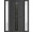 Front Exterior Prehung Metal-Plastic Door Frosted Glass / MANUX 8112 Walnut / Office Commercial and Residential Doors Entrance Patio Garage 60 x 80 (14+32+14" x 80") Left-hand Inswing Antracite