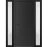 Front Exterior Prehung Metal-Plastic Door | Manux 8111 Antracite Grey | 2 Side Sidelite Transoms | Office Commercial and Residential Doors Entrance Patio Garage 60" x 80" (W12+36+12" x H80") Right hand Inswing Black Matte