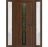 Front Exterior Prehung Metal-Plastic Door Frosted Glass / MANUX 8112 Walnut / Office Commercial and Residential Doors Entrance Patio Garage 60 x 80 (14+32+14" x 80") Left-hand Inswing Walnut