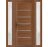 Front Exterior Prehung Metal-Plastic Door | Manux 8415 Matte Black | 2 Side Sidelite Transoms | Office Commercial and Residential Doors Entrance Patio Garage 58" x 80" (W14+30+14" x H80") Right hand Inswing Walnut