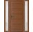 Front Exterior Prehung Metal-Plastic Door | Manux 8111 Antracite Grey | 2 Side Sidelite Transoms | Office Commercial and Residential Doors Entrance Patio Garage 60" x 80" (W12+36+12" x H80") Right hand Inswing Walnut