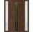 Front Exterior Prehung Metal-Plastic Door | Manux 8112 Matte Black | 2 Side Sidelite Transoms | Office Commercial and Residential Doors Entrance Patio Garage 64" x 80" (W14+36+14" x H80") Right hand Inswing Walnut